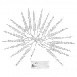 Электрогирлянда-нить комнатная "Сосульки" 2м, 20LED, холодный белый, батарейки, ЗОЛОТАЯ СКАЗКА, 592561