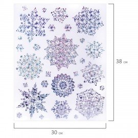 Наклейка для окон, 30х38 см "Морозные снежинки", голография, серебро, ЗОЛОТАЯ СКАЗКА, 592574
