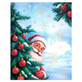 Наклейка для окон двусторонняя, 30х38см "Дед Мороз", глиттер, золотой, ЗОЛОТАЯ СКАЗКА, 592575