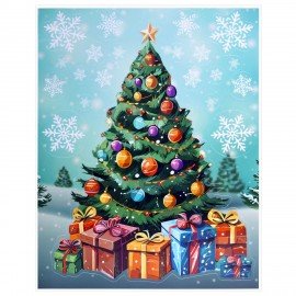 Наклейка для окон двусторонняя, 30х38см "Новогодняя ель", глиттер, серебро, ЗОЛОТАЯ СКАЗКА, 592577