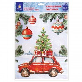 Наклейка для окон двусторонняя, 30х38см "Машинка", глиттер, серебро, ЗОЛОТАЯ СКАЗКА, 592578