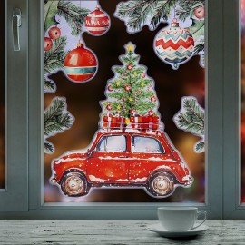 Наклейка для окон двусторонняя, 30х38см "Машинка", глиттер, серебро, ЗОЛОТАЯ СКАЗКА, 592578