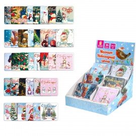 Магниты новогодние (1шт) 7х7см "Хмаs Time", 36 дизайнов ассорти, ЗОЛОТАЯ СКАЗКА, 592584