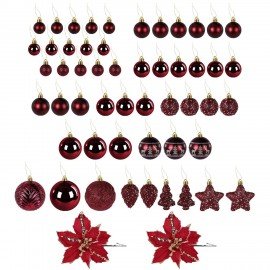 Шары елочные НАБОР 54 предмета "Burgundy Style ", пластик, бордо, ЗОЛОТАЯ СКАЗКА, 592591
