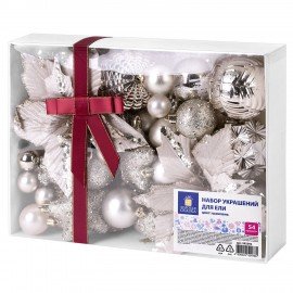 Шары елочные НАБОР 54 предмета "Light Champagne Style ", пластик, шампань, ЗОЛОТАЯ СКАЗКА, 592592