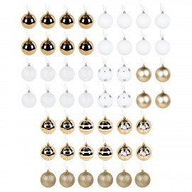 Шары елочные НАБОР 50 предметов "Новогодняя Сказка", пластик, золото/белый, ЗОЛОТАЯ СКАЗКА, 592593