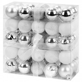 Шары елочные НАБОР 50 предметов "Новогодний Блеск", пластик, серебристый, ЗОЛОТАЯ СКАЗКА, 592594