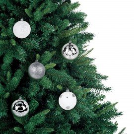 Шары елочные НАБОР 50 предметов "Новогодний Блеск", пластик, серебристый, ЗОЛОТАЯ СКАЗКА, 592594