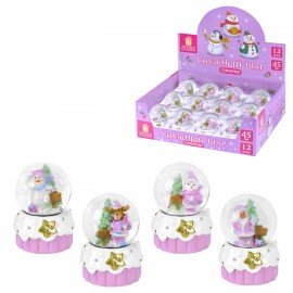 Снежный шар "Sweet Xmas" d45мм, полистоун/стекло, 4 дизайна ассорти, ЗОЛОТАЯ СКАЗКА, 592596