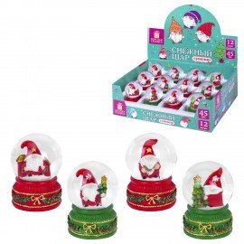 Снежный шар "Гномики" d45мм, полистоун/стекло, 4 дизайна ассорти, ЗОЛОТАЯ СКАЗКА, 592597