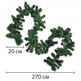 Гирлянда хвойная, длина 270 см, диаметр 20 см, "Хмаs Time", ПВХ, ЗОЛОТАЯ СКАЗКА, 592602