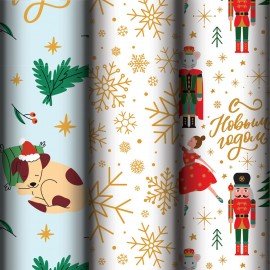 Бумага упаковочная новогодняя НАБОР 3шт "Winter Dreams", С ЭФФЕКТАМИ 70х100см ЗОЛОТАЯ СКАЗКА, 592613