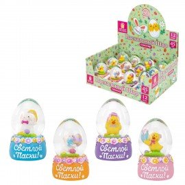 Сувенир пасхальный шар "Светлой Пасхи" d45мм, полистоун/стекло, 4дизайна ассорти, ЗОЛОТАЯ СКАЗКА, 592630