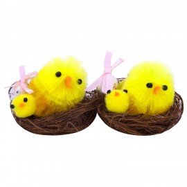 Декорация пасхальная 5см "Птенцы в гнезде", КОМПЛЕКТ 2 штуки, полиэстер, ЗОЛОТАЯ СКАЗКА, 592631