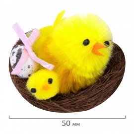 Декорация пасхальная 5см "Птенцы в гнезде", КОМПЛЕКТ 2 штуки, полиэстер, ЗОЛОТАЯ СКАЗКА, 592631