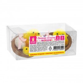 Декорация пасхальная 5см "Птенцы в гнезде", КОМПЛЕКТ 2 штуки, полиэстер, ЗОЛОТАЯ СКАЗКА, 592631