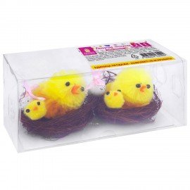 Декорация пасхальная 5см "Птенцы в гнезде", КОМПЛЕКТ 2 штуки, полиэстер, ЗОЛОТАЯ СКАЗКА, 592631