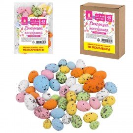 Декорация пасхальная 1,8-4 см "Яйца", НАБОР 45 шт., пенопласт, разноцветные, ЗОЛОТАЯ СКАЗКА, 592634