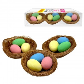 Декорация пасхальная 7 см "Гнездо", КОМПЛЕКТ 3 штуки, пластик, ЗОЛОТАЯ СКАЗКА, 592639