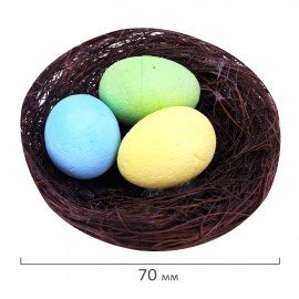 Декорация пасхальная 7 см "Гнездо", КОМПЛЕКТ 3 штуки, пластик, ЗОЛОТАЯ СКАЗКА, 592639