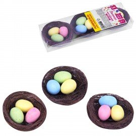 Декорация пасхальная 7 см "Гнездо", КОМПЛЕКТ 3 штуки, пластик, ЗОЛОТАЯ СКАЗКА, 592639