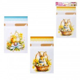 Кулек пасхальный для подарков НАБОР 10 штук 14х23 см "Пасха", ПВД, 2 дизайна, ЗОЛОТАЯ СКАЗКА, 592644