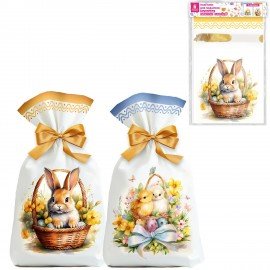 Кулек пасхальный для подарков НАБОР 10 штук 14х23 см "Пасха", ПВД, 2 дизайна, ЗОЛОТАЯ СКАЗКА, 592644