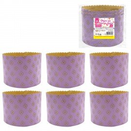 Форма бумажная для выпечки пасхального кулича "Клевер" КОМПЛЕКТ 6 шт, 7х6см, ЗОЛОТАЯ СКАЗКА, 592663