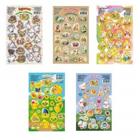 Наклейки пасхальные, "Весенние радости", дизайны ассорти, 0675, 0676, 0684, 0689, 0673