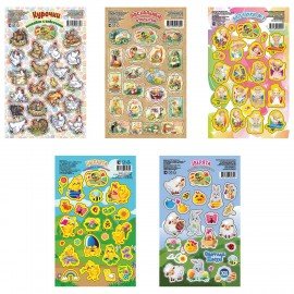 Наклейки пасхальные, "Весенние радости", дизайны ассорти, 0675, 0676, 0684, 0689, 0673