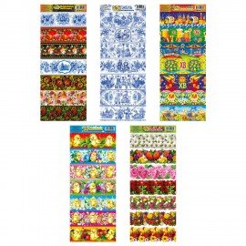 Термоплёнка пасхальная, 5 дизайнов ассорти по 7 штук на пленке, 0649, 0656, 0658, 0665, 0666