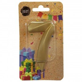 Свеча-цифра для торта "7" форма ГРАНЬ золото, 7 см, на ножке, в блистере, 1705