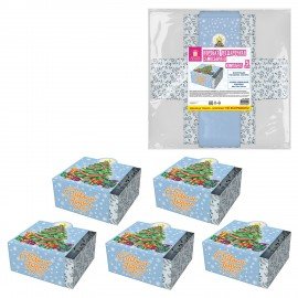 Коробка самосборная подарочная новогодняя, КОМПЛЕКТ 5 шт., 15х15х8 см, с изображением ЕЛОЧКИ, ЗОЛОТАЯ СКАЗКА, 592822