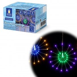 Электрогирлянда-нить уличная "Фейерверк" 2м, 5пучков d30см, 150LED, мультицвет ЗОЛОТАЯ СКАЗКА 592844