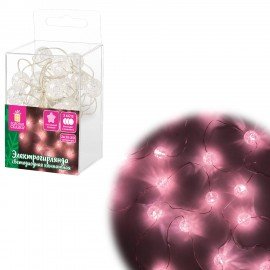 Электрогирлянда-нить комнатная "Жемчужины", 2 м, 20 LED, розовый, батарейки ЗОЛОТАЯ СКАЗКА 592850