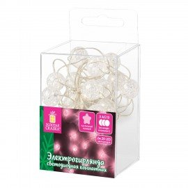 Электрогирлянда-нить комнатная "Жемчужины", 2 м, 20 LED, розовый, батарейки ЗОЛОТАЯ СКАЗКА 592850