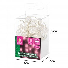 Электрогирлянда-нить комнатная "Жемчужины", 2 м, 20 LED, розовый, батарейки ЗОЛОТАЯ СКАЗКА 592850