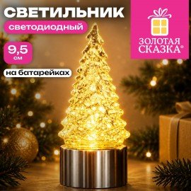 Фигурка светодиодная в виде елочки d4х9,5cm, батарейки, тёплый белый, ЗОЛОТАЯ СКАЗКА, 592851
