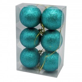 Шары ёлочные НАБОР 6 шт., 6 см "Sparkle", пластик, ЗЕЛЁНЫЙ, глиттер, ЗОЛОТАЯ СКАЗКА, 592878