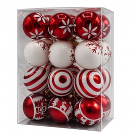 Шары ёлочные НАБОР 24 штуки, 6 см, "Red&White Winter", пластик, белый/красный, ЗОЛОТАЯ СКАЗКА, 592897
