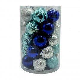 Шары ёлочные НАБОР 34шт, 6 см,"Blue & Silver", пластик, синий/серебро, ЗОЛОТАЯ СКАЗКА, 592898