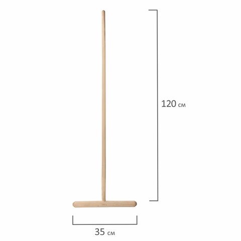 Швабра для пола деревянная, длина черенка 120 см, рабочая часть 35 см