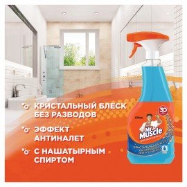 Средство для мытья стекол и зеркал 530 мл, МИСТЕР МУСКУЛ "После дождя", распылитель