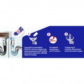 Средство для прочистки канализационных труб 1 л, TIRET (Тирет) Professional, гель