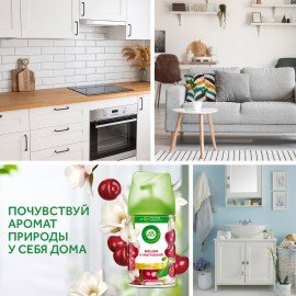Сменный баллон 250 мл, AIRWICK "Магнолия и вишня", для автоматических освежителей, универсальный, 224396
