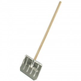 Лопата снеговая 50х33см, алюминиевая усиленная ребрами жесткости, ДЕРЕВЯННЫЙ черенок 130см, армирующая металлическая планка на клепках, ЛТСЕ