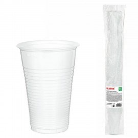 Стакан одноразовый, пластиковый 200 мл, КОМПЛЕКТ 100 шт., БЮДЖЕТ, белые, ПП, холодное/горячее, LAIMA, 600934