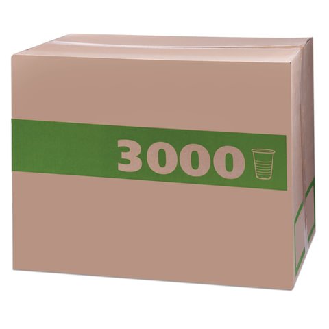 Стакан одноразовый БЮДЖЕТ 200 мл, КОМПЛЕКТ 3000 шт. (30 упаковок по 100 шт.), прозрачные, ПП