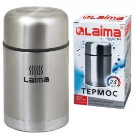Термос LAIMA универсальный с широким горлом, 0,8 л, нержавеющая сталь, 601408