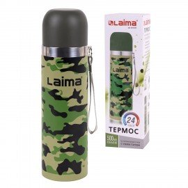 Термос LAIMA с узким горлом, 0,5 л, нержавеющая сталь, хаки, 601409